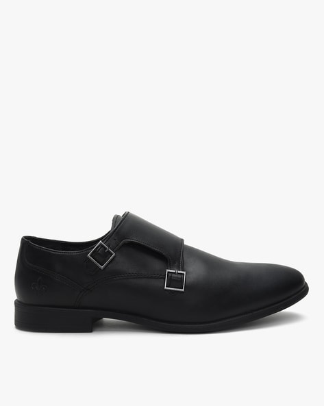 Red tape clearance buckle shoes