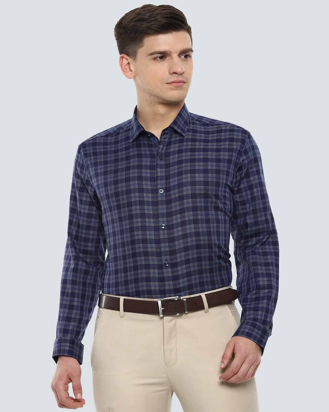 Louis Philippe Formal Shirts : Buy Louis Philippe Purple Check Formal Shirt  Online