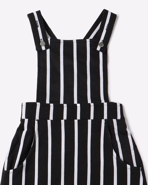 black and white striped overall dress