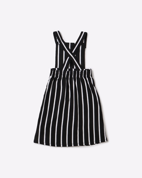 Black and white outlet striped pinafore dress