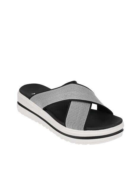 Black and cheap white platform sandals