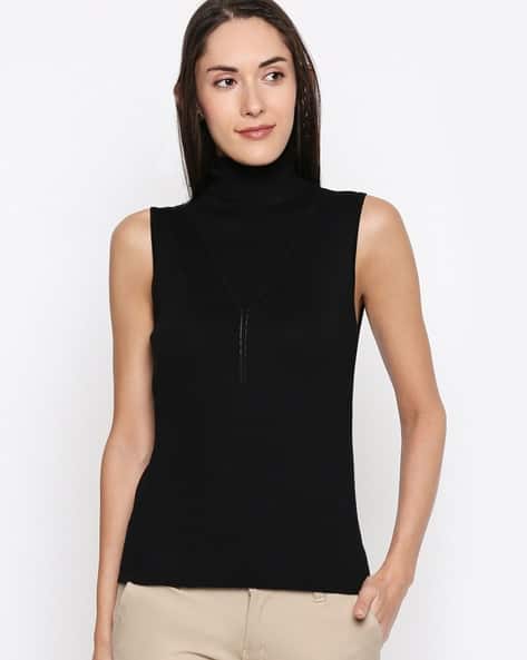 High Neck Cardigan with Sleeveless - Main Image