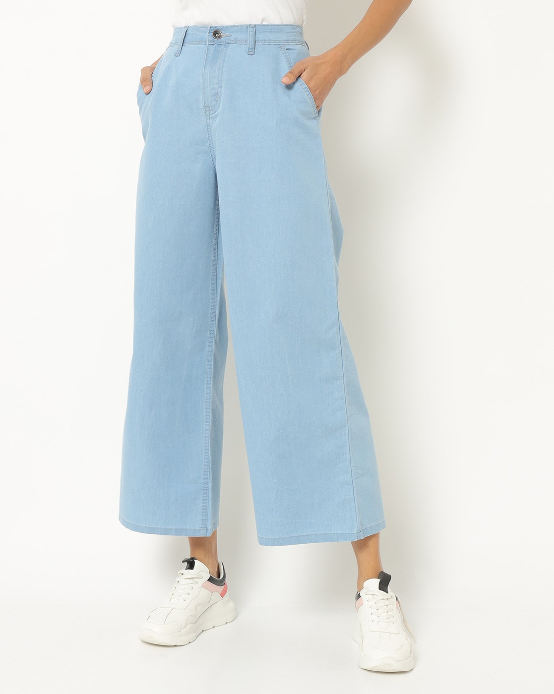 Plus Size Blue Wide Leg Jeans | Yours Clothing