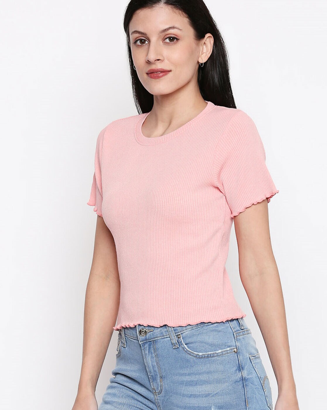 People by Pantaloons Pink Slim Fit Top