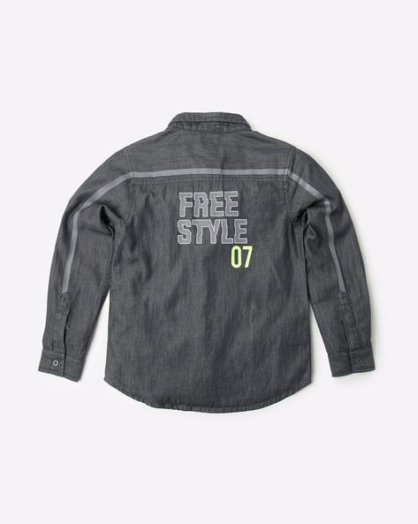 Typographic Print Cotton Shirt view 3