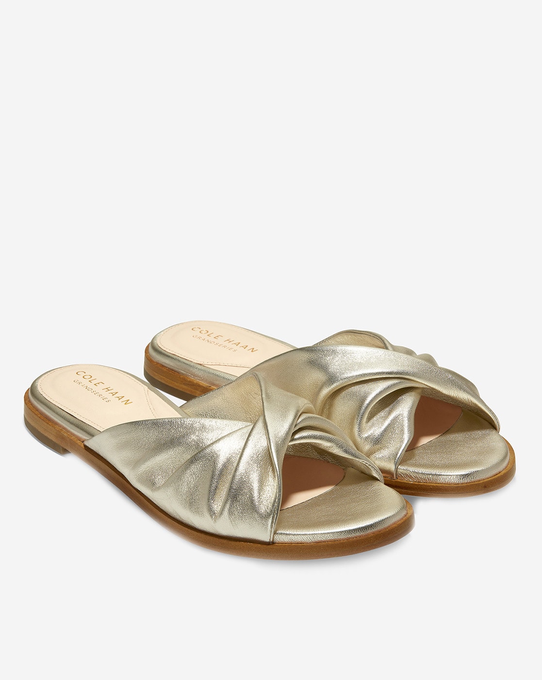 TORI Gold/Beach Leather Slide Sandal | beek