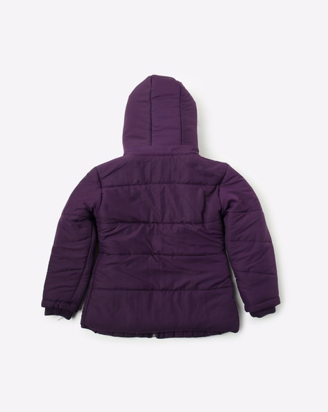 purple long down coat