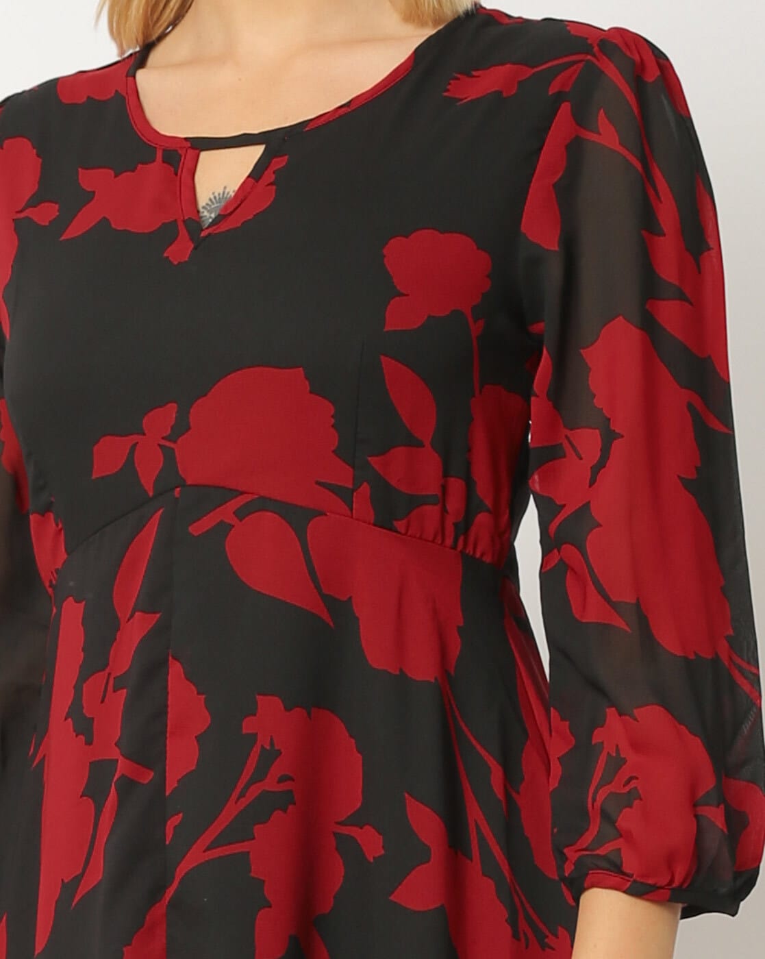 H and m red floral outlet dress