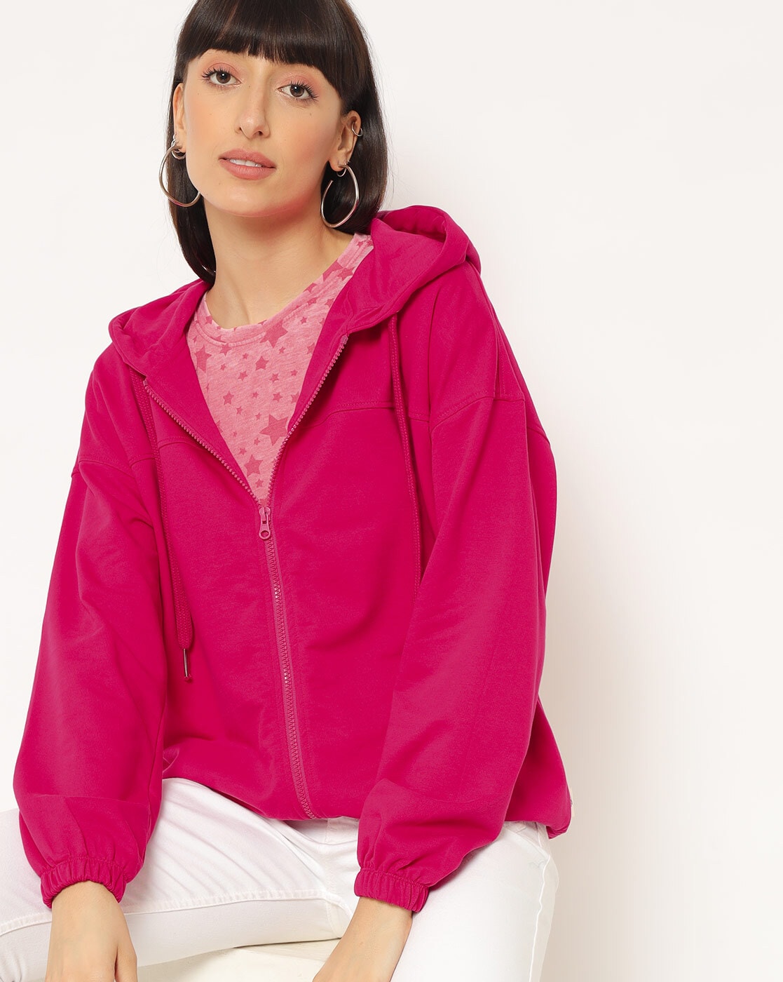 fuchsia pink sweatshirt