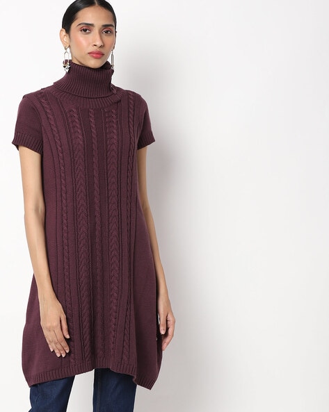 Self-Design Turtle-Neck Dress