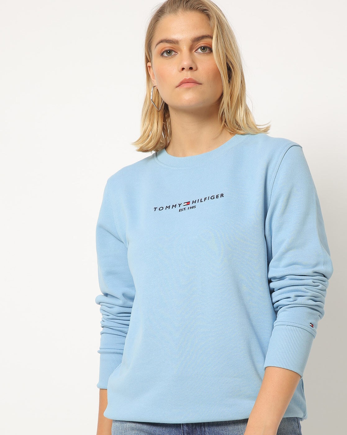 Buy Sky Blue Sweatshirt & Hoodies for Women by TOMMY HILFIGER