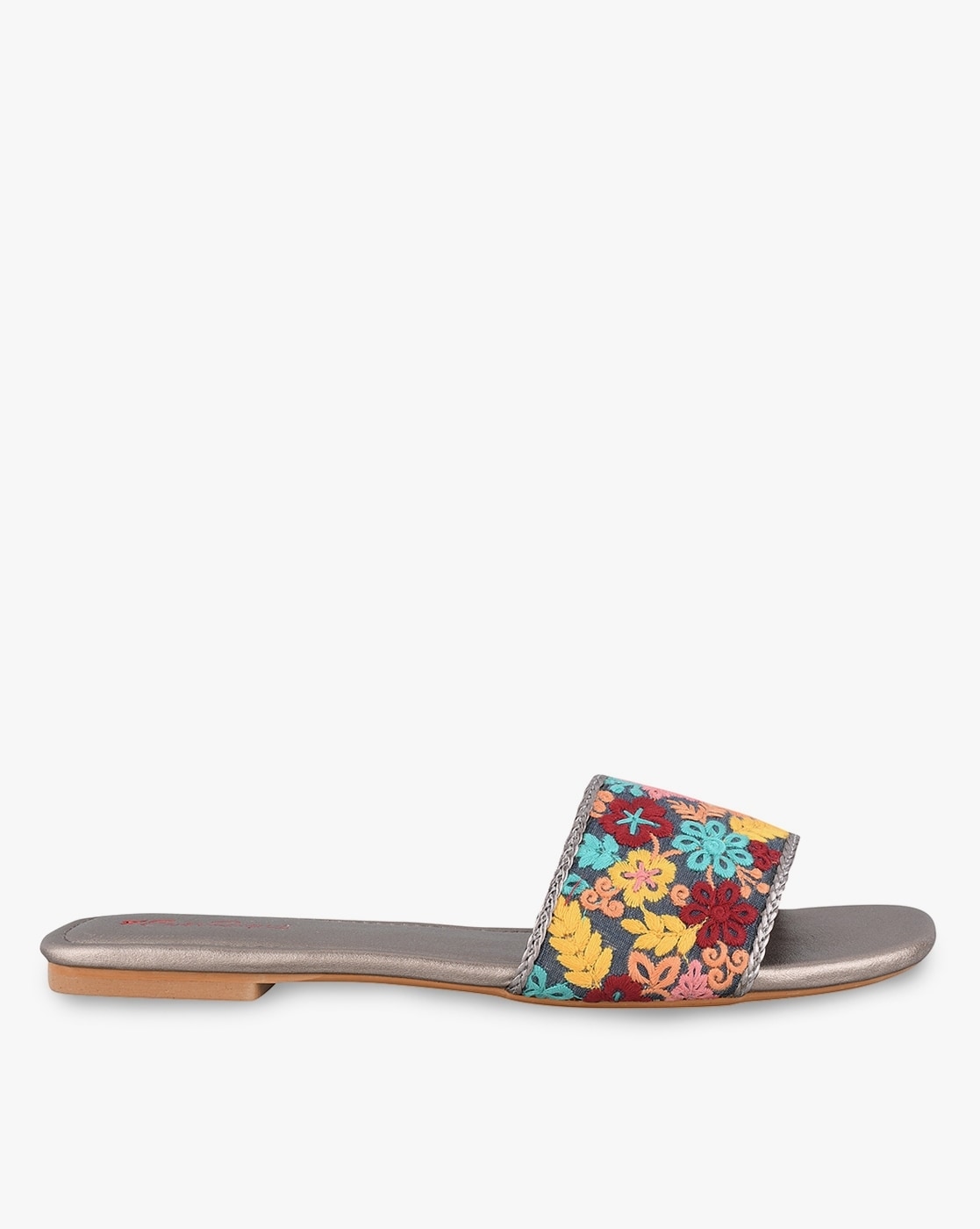 embroidered slip on sandals