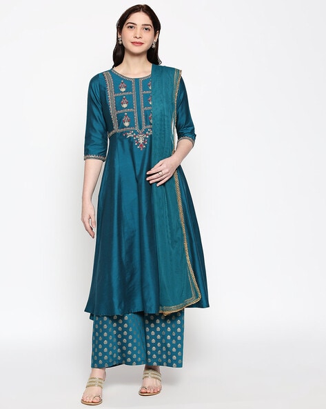RANGMANCH BY PANTALOONS Women Off-White Woven Design Kurti With Palazzos  Price In India, Full Specifications Offers | lupon.gov.ph