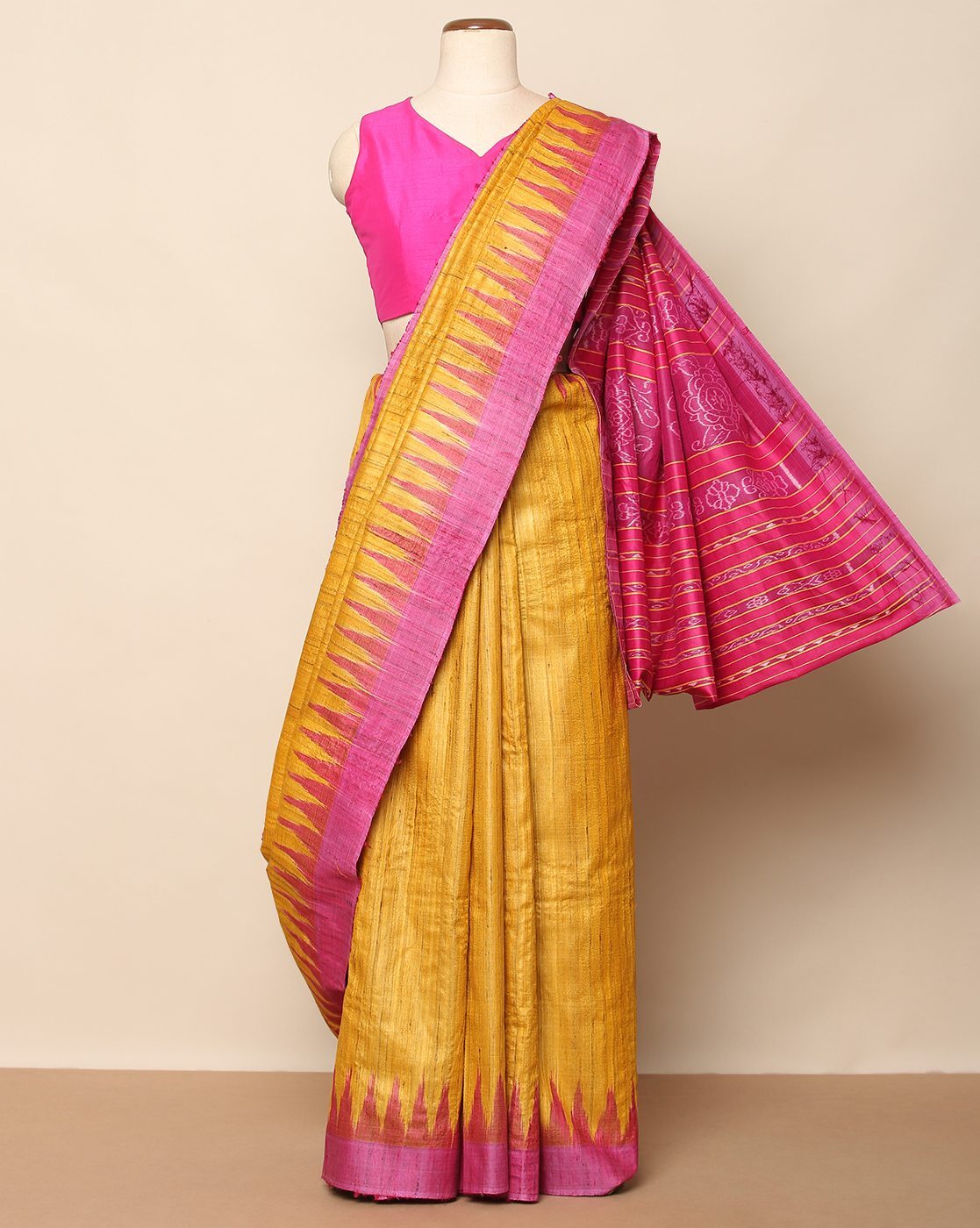 Grey mauve handwoven ikat gopalpur tussar silk saree – GoCoop