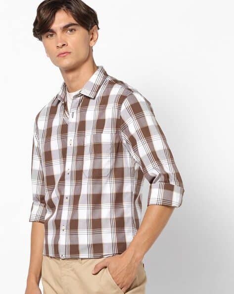 Brown \u0026 White Shirts for Men by AJIO 