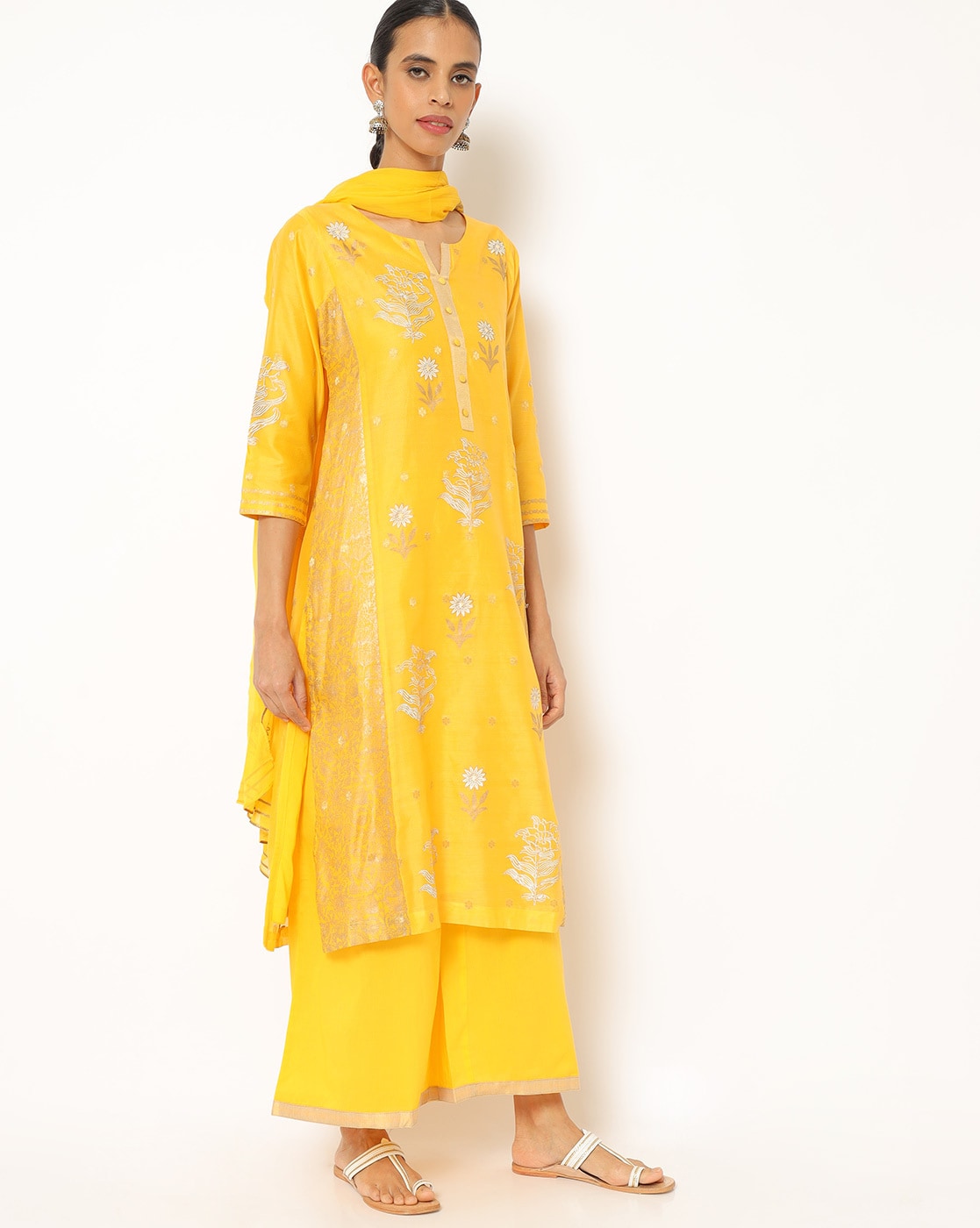 biba yellow kurta set