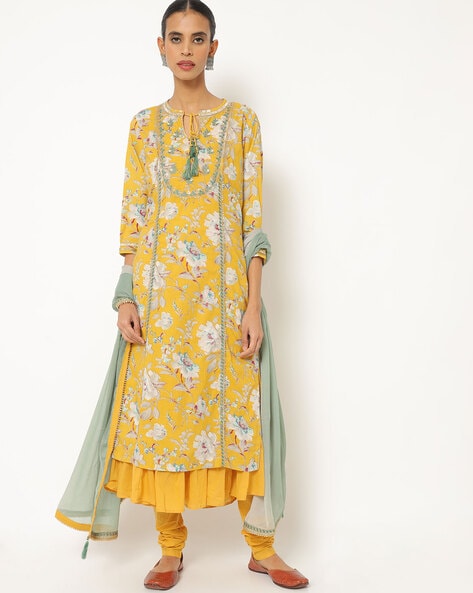 biba mustard yellow kurta set