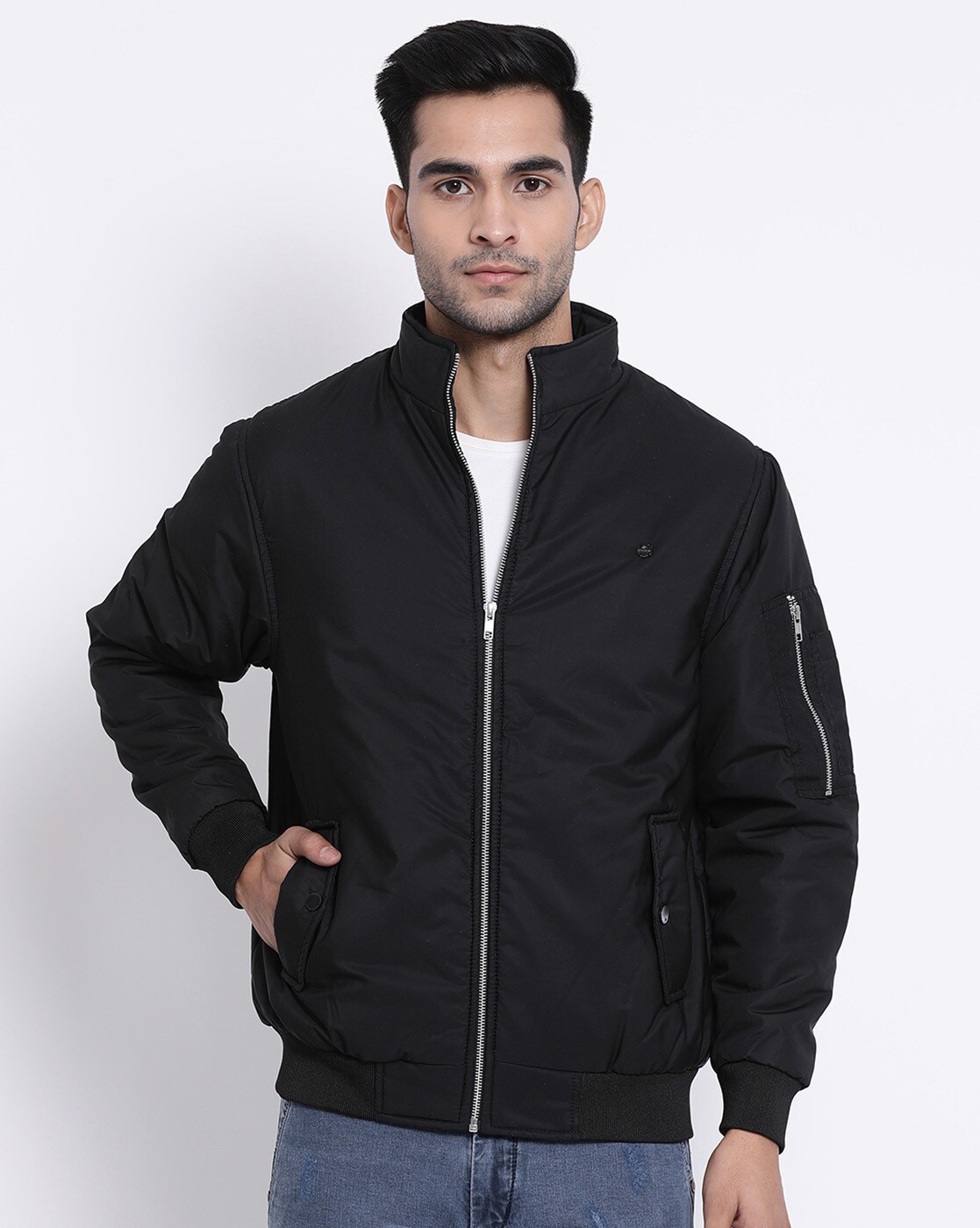 Men Bomber Jacket Zip Front Light Weight, Black Men Bomber Jacket Light  weight wool coat [0305.Blk] - $79.95 : Lee Cobb Leather Coat, We  manufacture all our leather jackets, coats, vests, caps