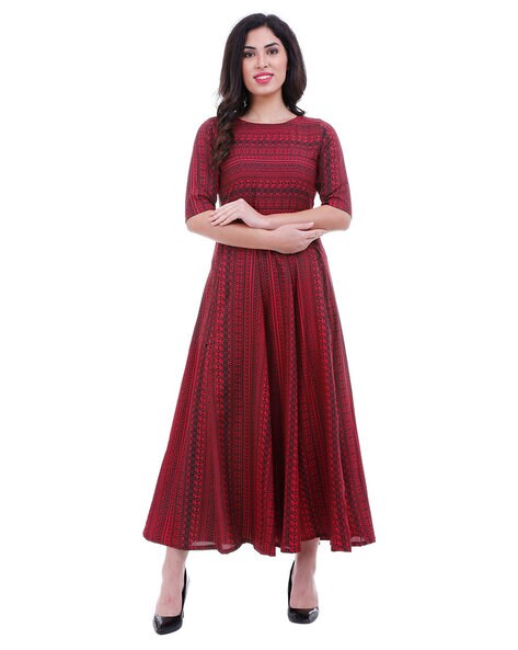 Aztec Print Fit and Flare Dress