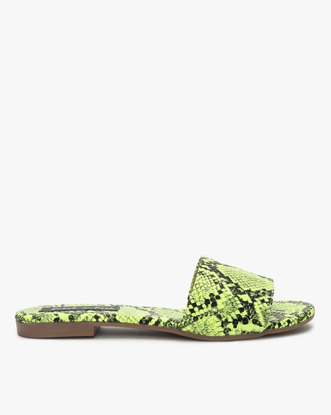 neon green flat sandals