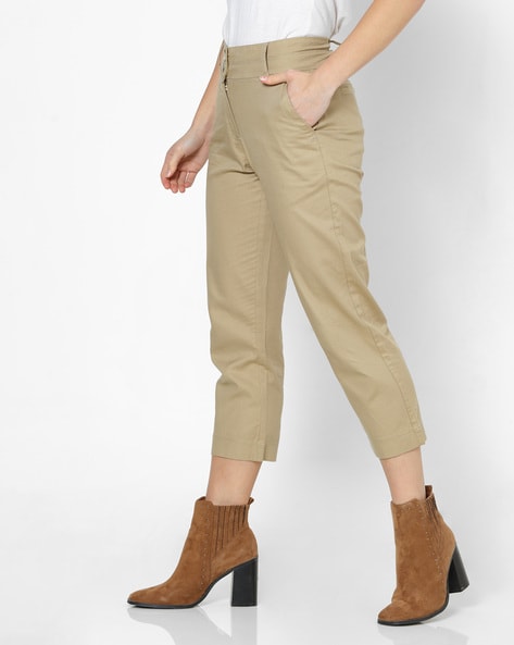 Buy Khaki Brown Trousers & Pants for Women by AND Online