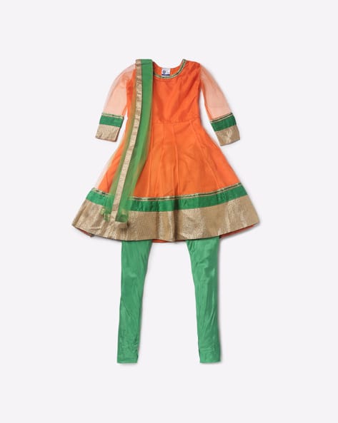 612 League Flared Kurta Suit Set with Contrast Border