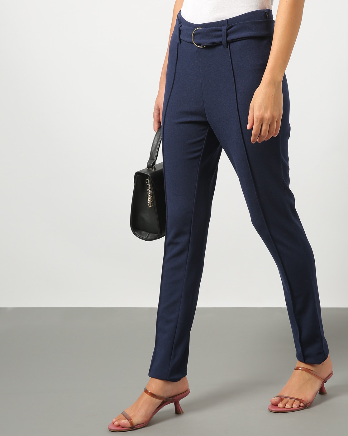 Buy Women Navy Solid Formal Trousers Online  232811  Allen Solly