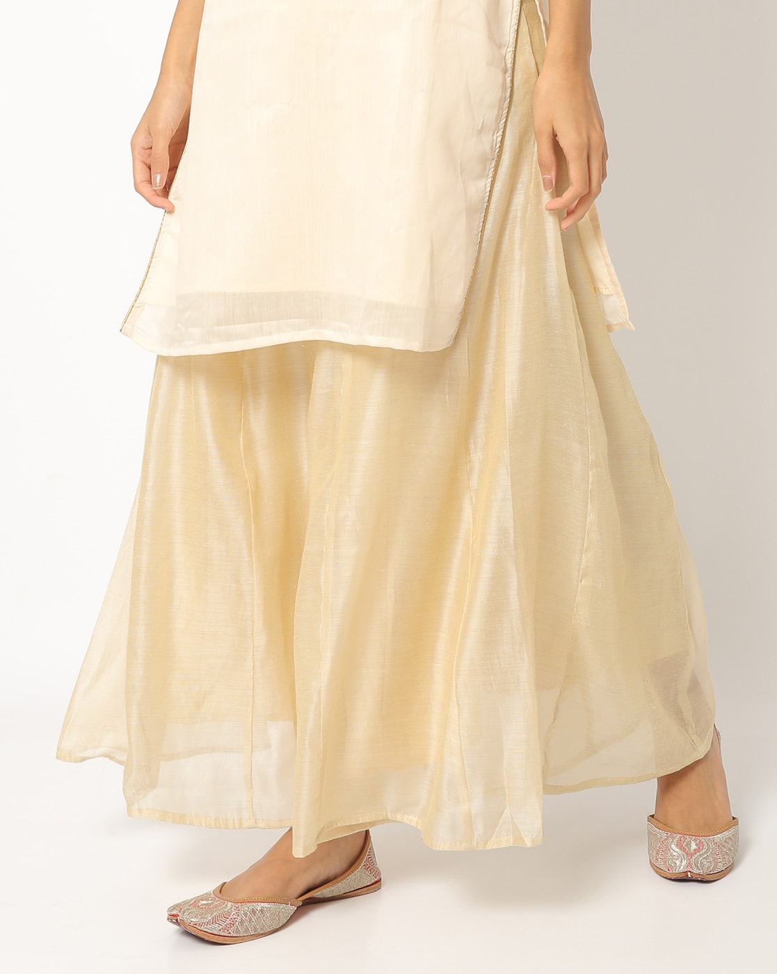 Buy RATAN Womens Georgette Flared Freesize Sharara Palazzo Pant with  Lining Beige Free Size at Amazonin