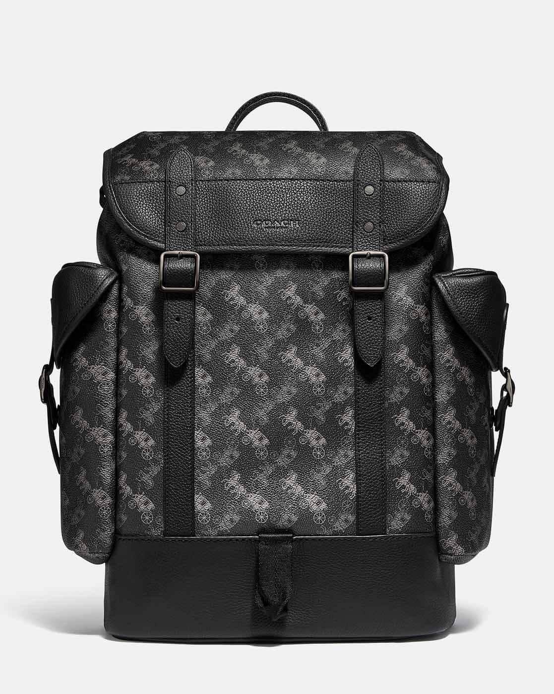 coach hitch backpack with horse and carriage || & Print Black/Grey FASHION MYST Buy Coach Hitch Backpack with