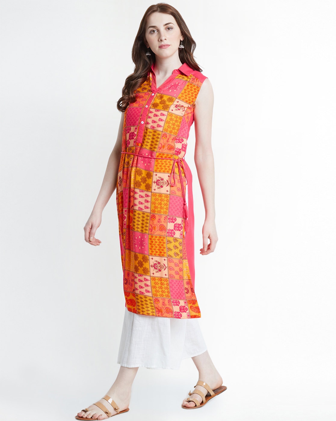Rangmanch by Pantaloons Women's Cotton a-line Kurta (110050074_Lime_Small)  : Amazon.in: Fashion