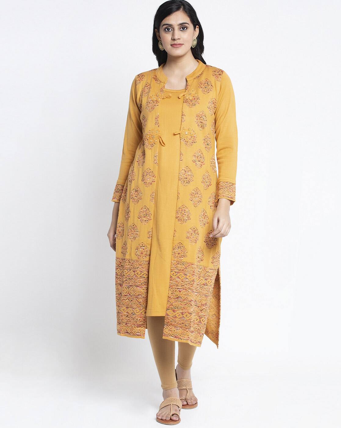 Buy Mustard Yellow Kurtas for Women by Aujjessa Online | Ajio.com
