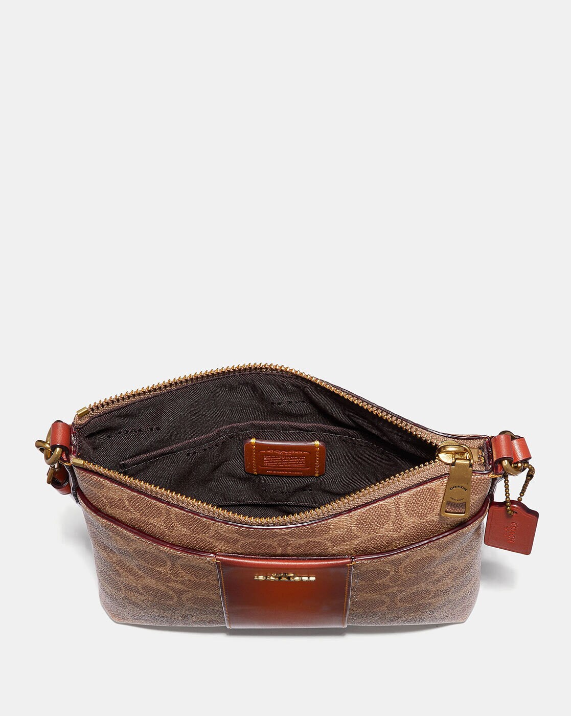 Slim Striped Crossbody Bag and Purse Strap in Dark Brown and Tan Brown with  Carabiner Slide Hook (1wide)