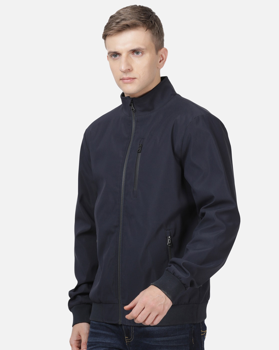 Buy Okane Black Full Sleeves Mock Collar Jacket for Men's Online @ Tata CLiQ