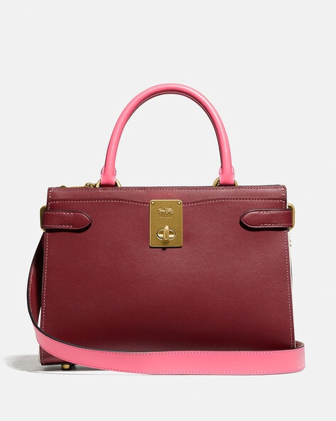 Buy Coach Colourblock Leather Hutton Carryall Sling Bag Red Color Women AJIO LUXE