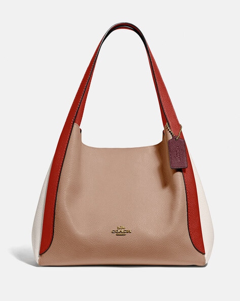 Coach Colourblock Hadley Leather Hobo Bag - Taupe/Red/Sand/Multi