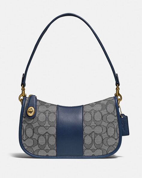 Coach Signature Shoulder Bag Canvas Leather 3Set Navy Brown Auth 44681 Navy  blue Cloth ref.965208 - Joli Closet