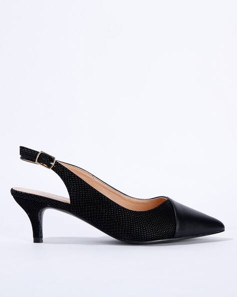 Pointed Toe Black Slingback Slippers Buy Black Standard/Wide Fit