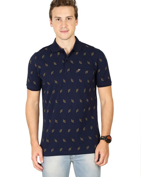 Printed Polo T-shirt with Welt Pocket