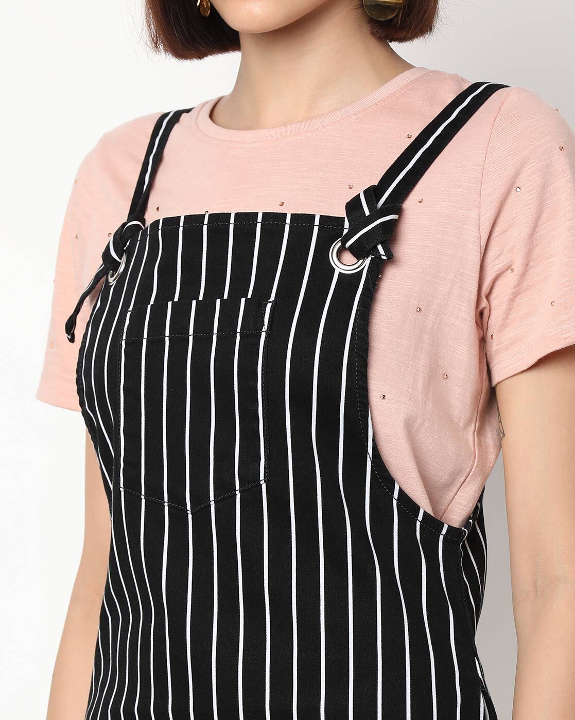 Buy DUVE Fashion Cotton Blend Bodycon Striped Maxi Women's Dungaree Dress  with Top Free Online In India At Discounted Prices