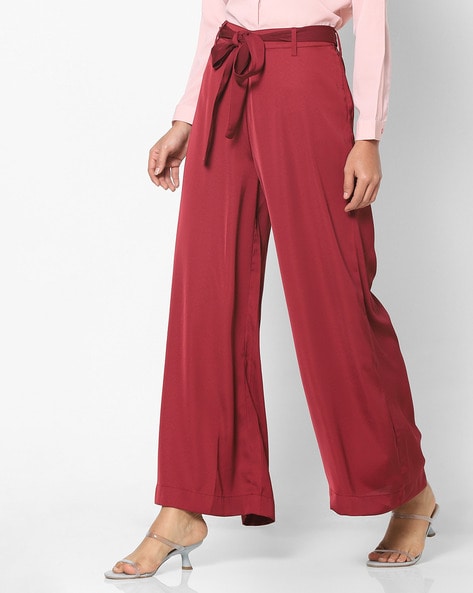Buy COVER STORY Wine Solid Straight Fit Viscose Rayon Women Party Women  Trousers  Shoppers Stop