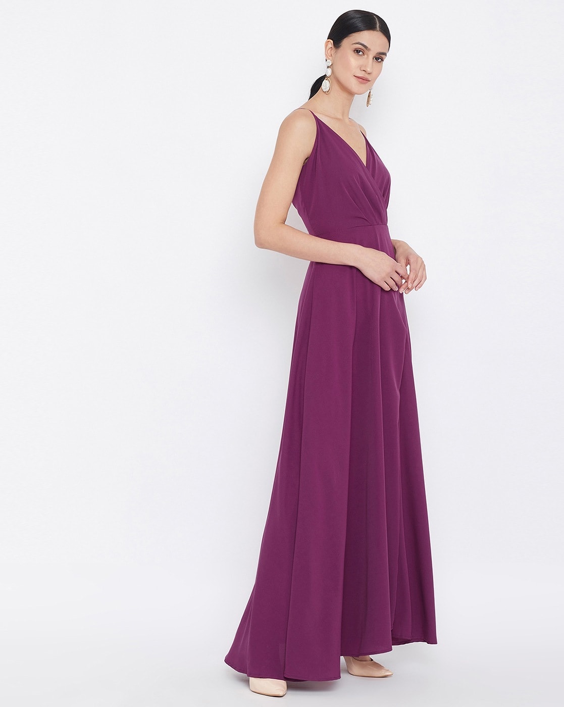 Buy Dark Purple N Mustard Jacket Style Gown After Six Wear Online at Best  Price | Cbazaar