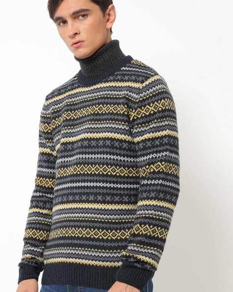high neck woolen sweater for men