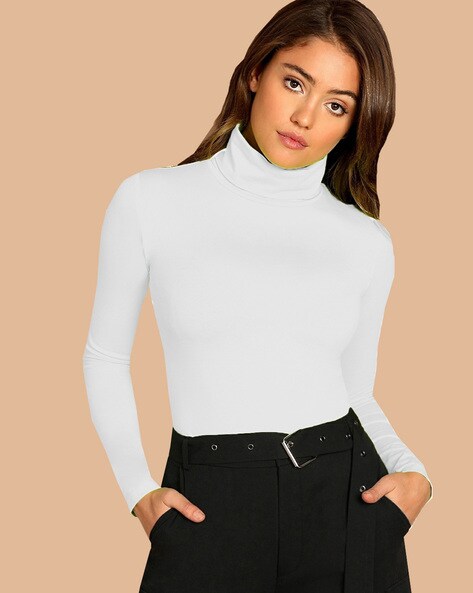white slim fit turtleneck