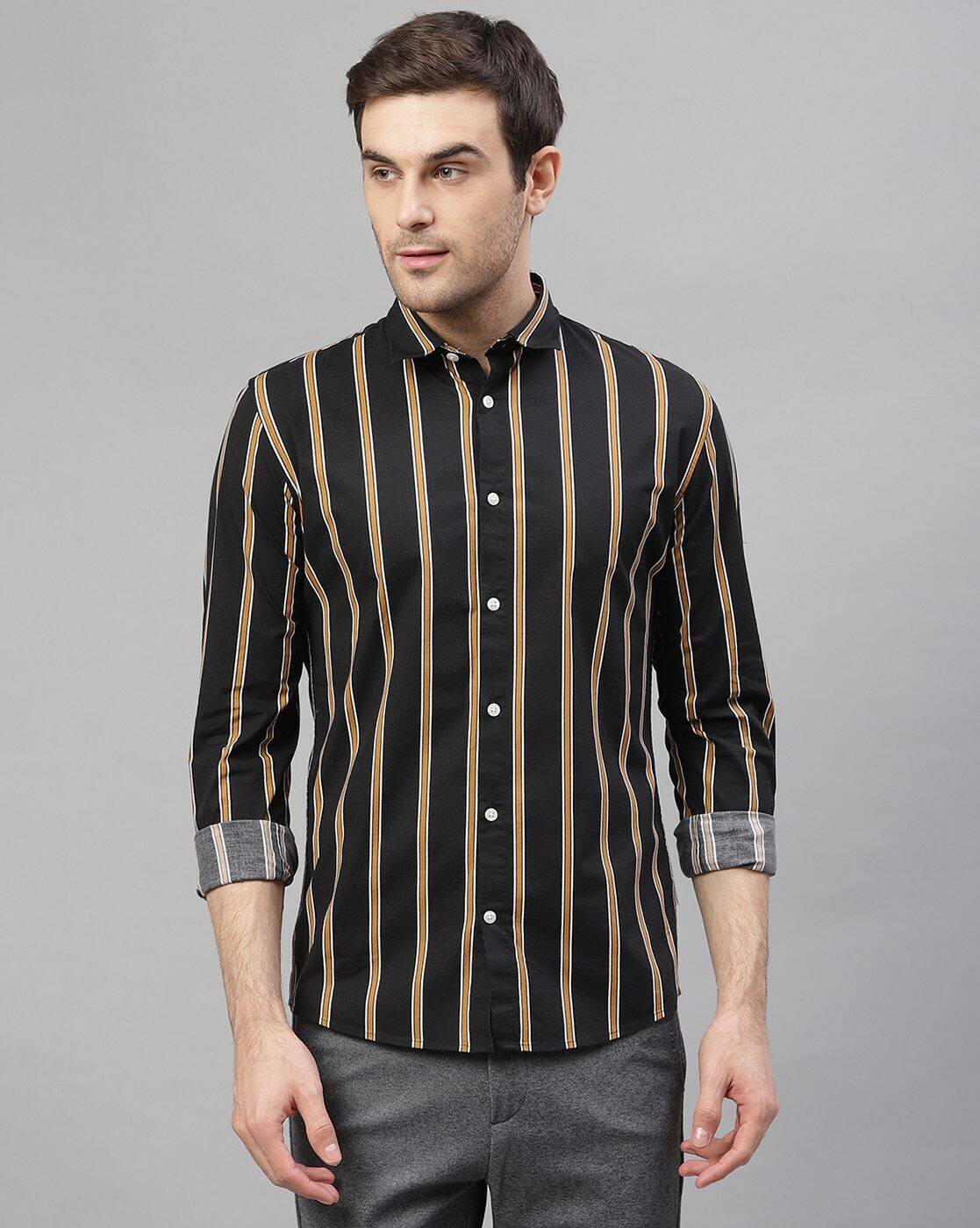 black shirt with stripes
