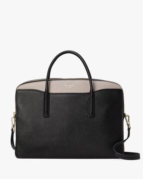 Kate Spade Brim Pebble Leather Laptop Tote with Detachable Laptop Sleeve -  Black