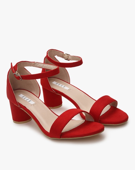 Red best sale block sandals