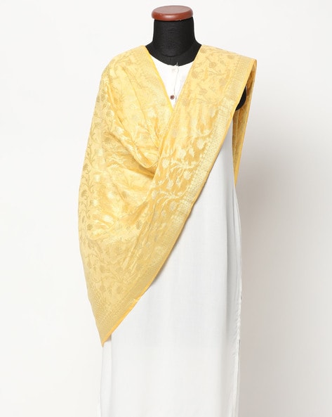 Zari Woven Dupatta with Fringed Hems Price in India