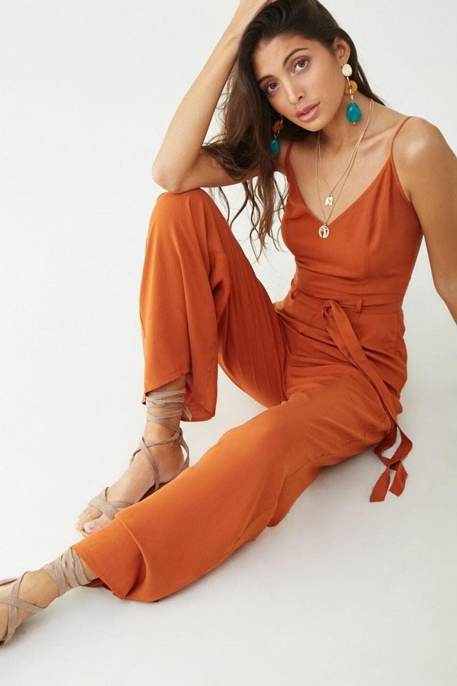 Forever 21 Rust Burnt Orange Jumpsuit Shorts Size Small For Women | eBay