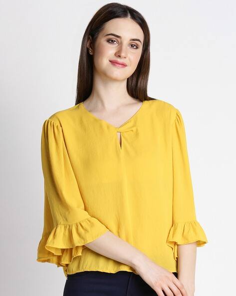 yellow bell sleeve top