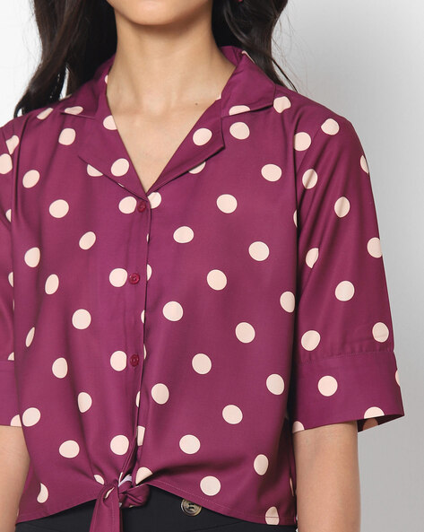 Polka Dot Shirt Women - Temu